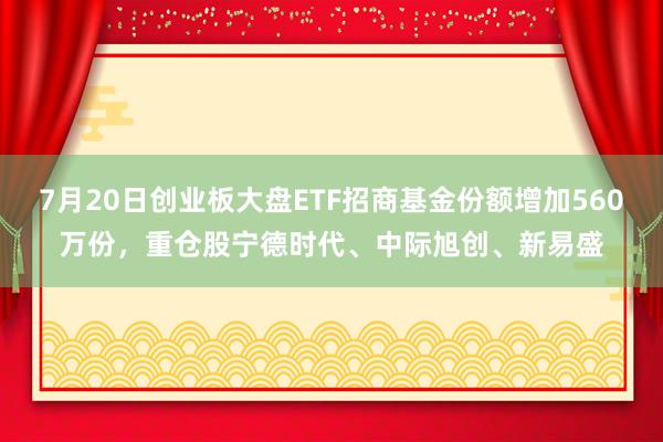 7月20日创业板大盘ETF招商基金份额增加560万份，重仓股宁德时代、中际旭创、新易盛