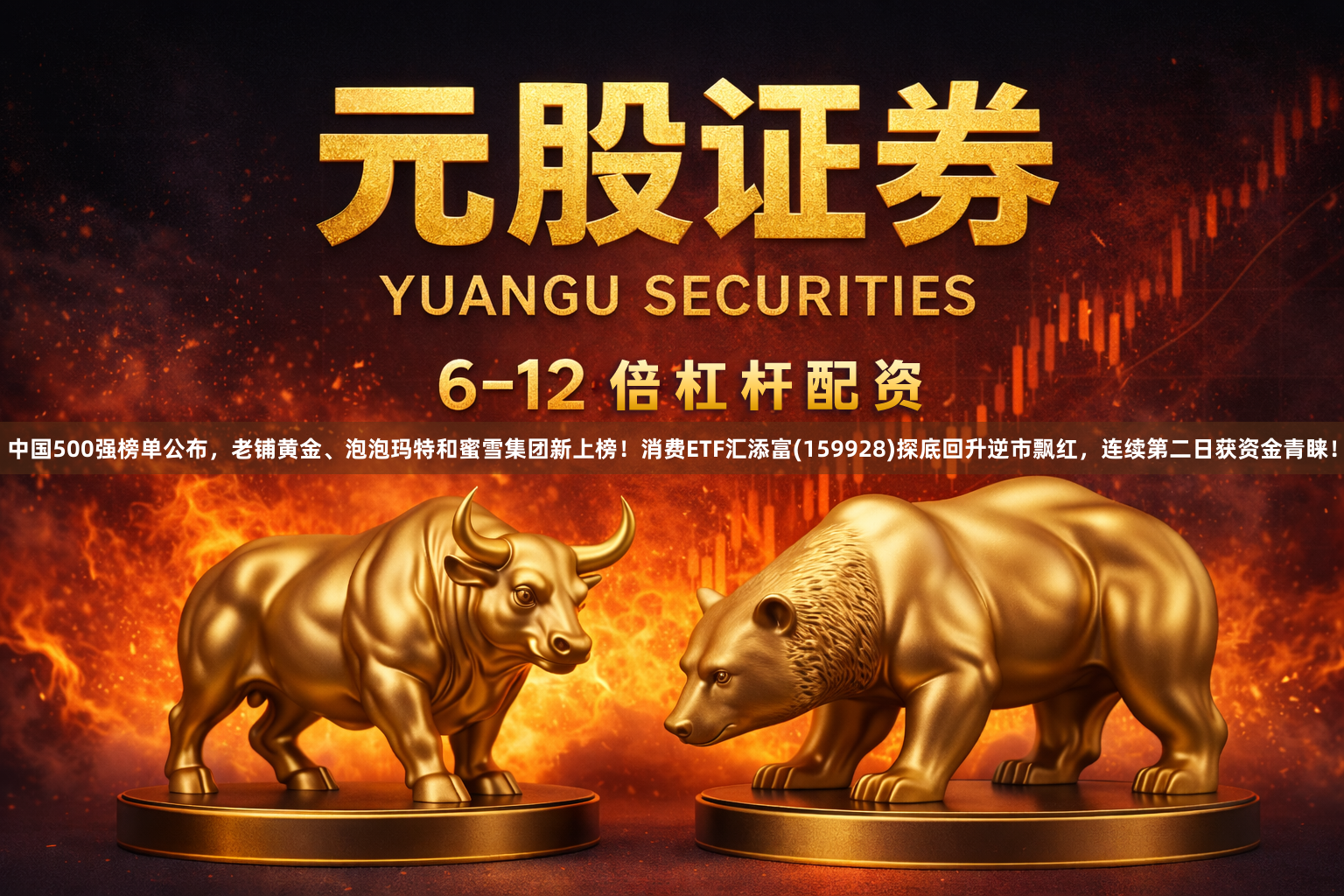 中国500强榜单公布,老铺黄金、泡泡玛特和蜜雪集团新上榜!消费ETF汇添富(159928)探底回升逆市飘红,连续第二日获资金青睐!