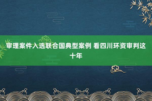 审理案件入选联合国典型案例 看四川环资审判这十年