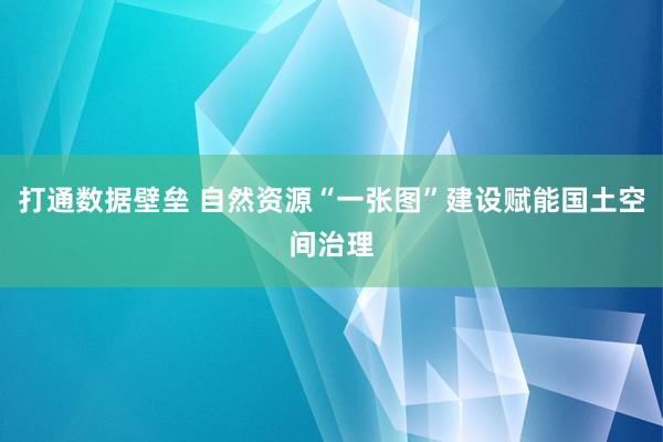 打通数据壁垒 自然资源“一张图”建设赋能国土空间治理