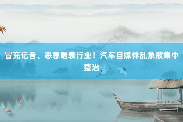冒充记者、恶意唱衰行业！汽车自媒体乱象被集中整治