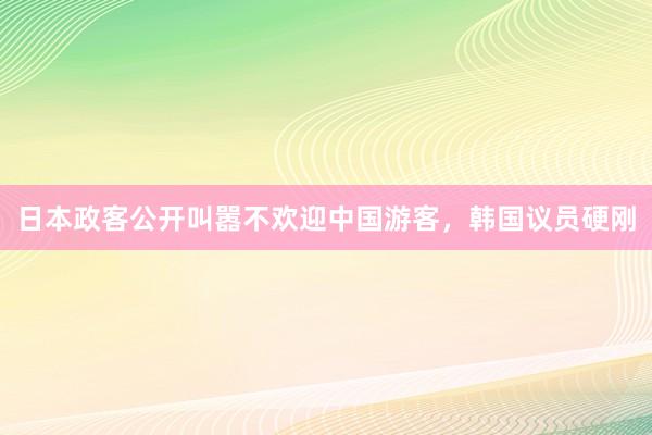 日本政客公开叫嚣不欢迎中国游客，韩国议员硬刚