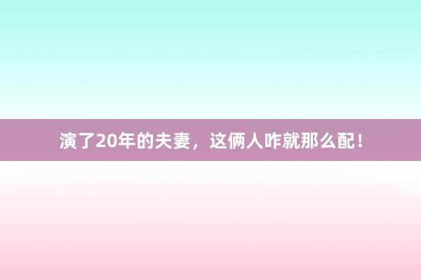 演了20年的夫妻，这俩人咋就那么配！