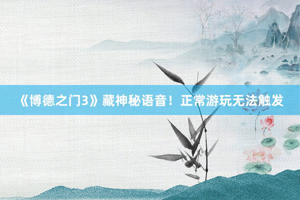 《博德之门3》藏神秘语音！正常游玩无法触发