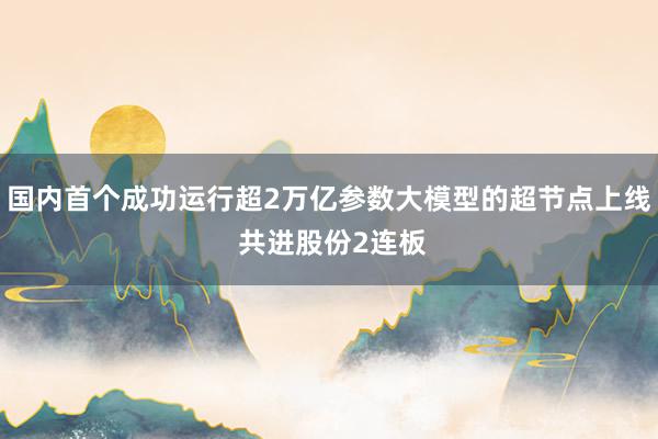 国内首个成功运行超2万亿参数大模型的超节点上线 共进股份2连板