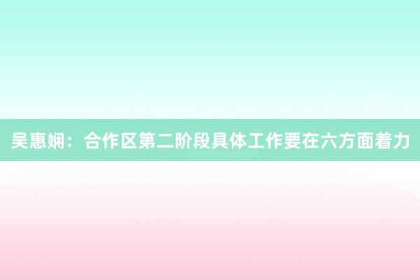 吴惠娴：合作区第二阶段具体工作要在六方面着力