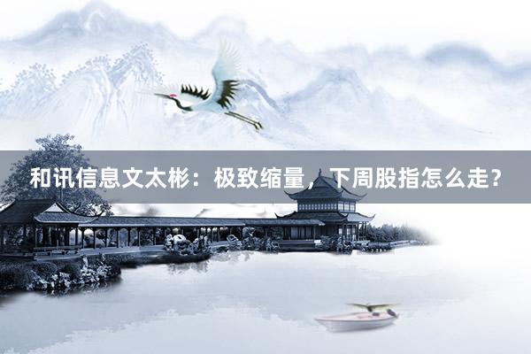 和讯信息文太彬：极致缩量，下周股指怎么走？