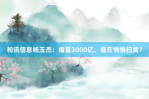 和讯信息杨玉杰：缩量2000亿，谁在悄悄扫货？