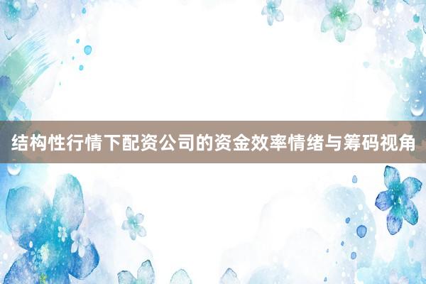 结构性行情下配资公司的资金效率情绪与筹码视角