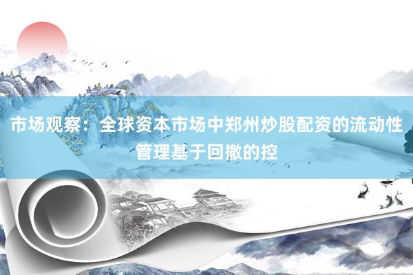 市场观察:全球资本市场中郑州炒股配资的流动性管理基于回撤的控