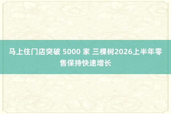马上住门店突破 5000 家 三棵树2026上半年零售保持快速增长