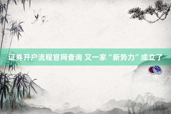 证券开户流程官网查询 又一家“新势力”成立了