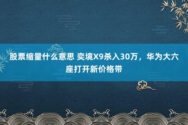 股票缩量什么意思 奕境X9杀入30万，华为大六座打开新价格带