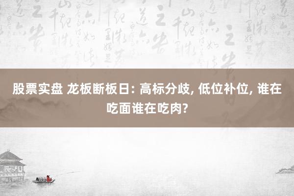 股票实盘 龙板断板日: 高标分歧, 低位补位, 谁在吃面谁在吃肉?