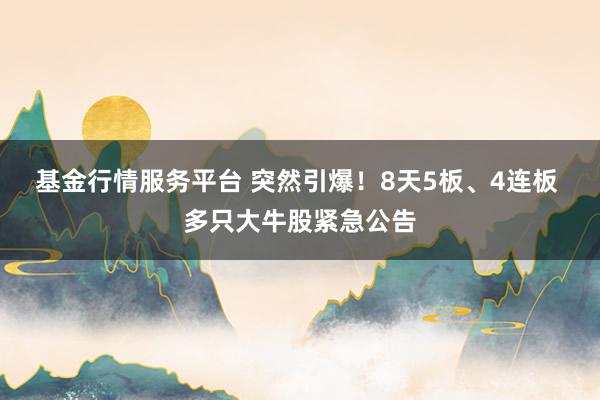 基金行情服务平台 突然引爆！8天5板、4连板 多只大牛股紧急公告