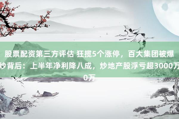 股票配资第三方评估 狂揽5个涨停，百大集团被爆炒背后：上半年净利降八成，炒地产股浮亏超3000万