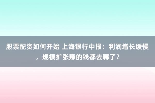股票配资如何开始 上海银行中报：利润增长缓慢，规模扩张赚的钱都去哪了？