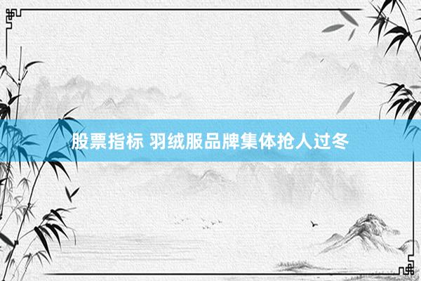 股票指标 羽绒服品牌集体抢人过冬