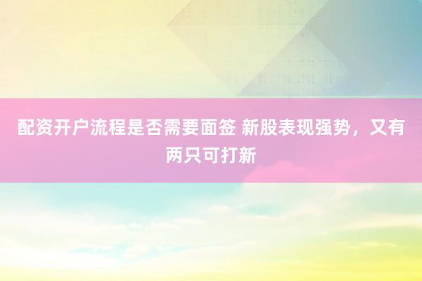 配资开户流程是否需要面签 新股表现强势，又有两只可打新